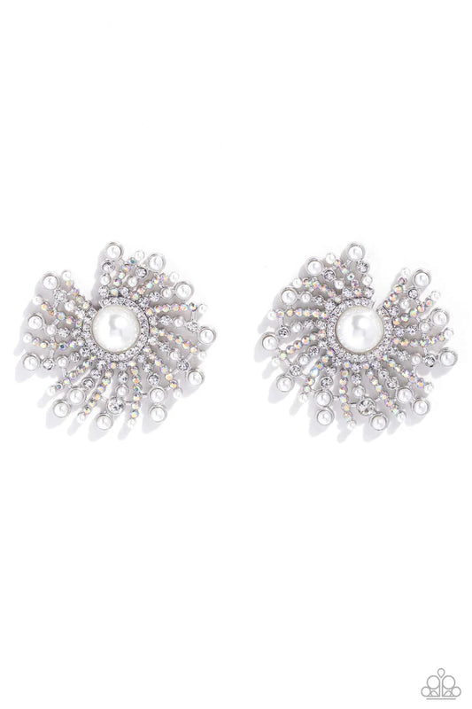 Fancy Fireworks - White Earring