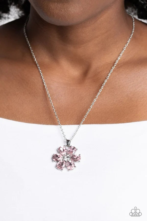 Fancy Flower Girl - Pink Necklace
