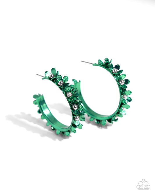 Fashionable Flower Crown - Green Earring