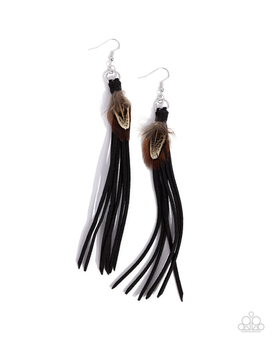 Feathered Festivity - Black Earring