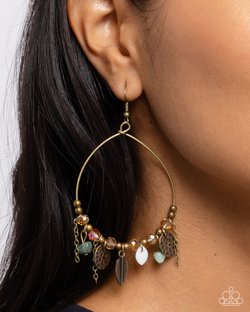 Feathered Fringe - Brass Earring