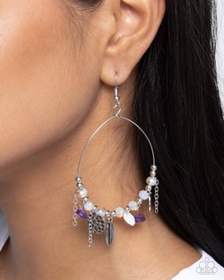 Feathered Fringe - Purple Earring