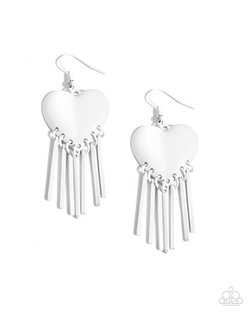 Flirty Fringe - White Earring