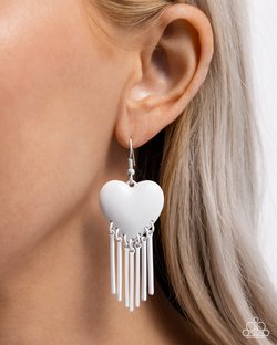Flirty Fringe - White Earring