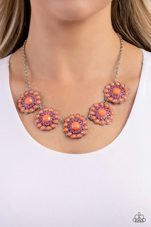 Floral Fervor - Orange Necklace