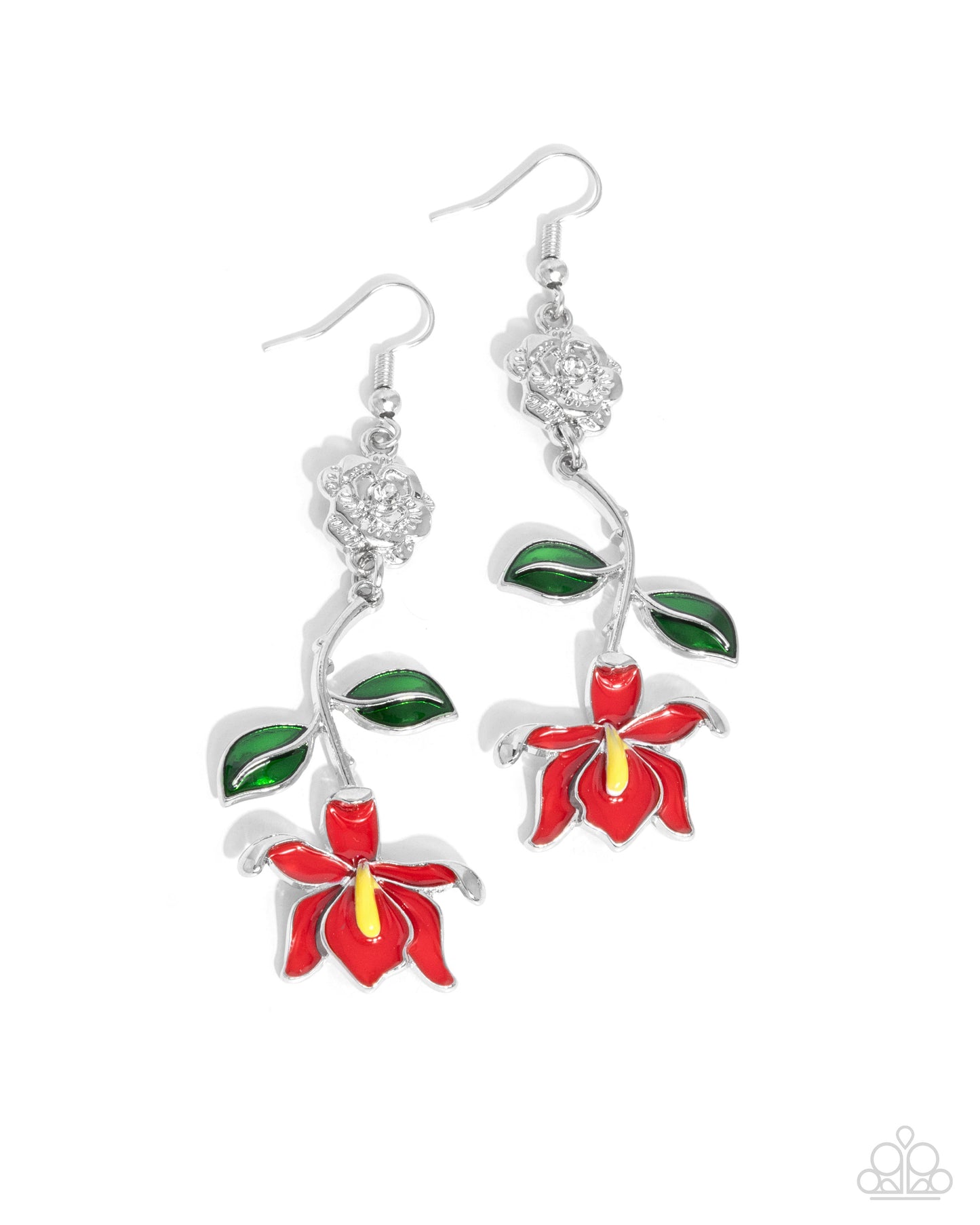 Floral Fractal - Red Earring