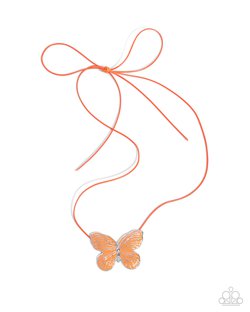 Fluttering Fervor - Orange Necklace