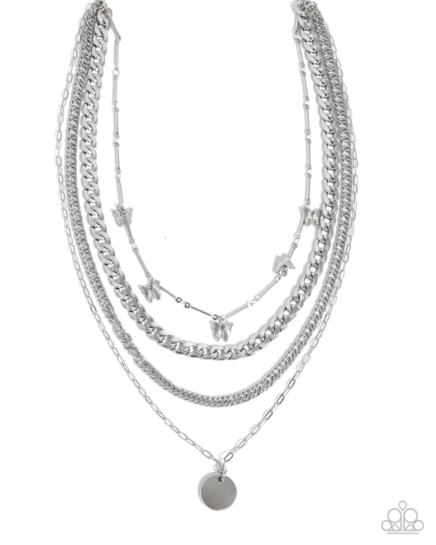 Fluttering Fringe - Silver Necklace