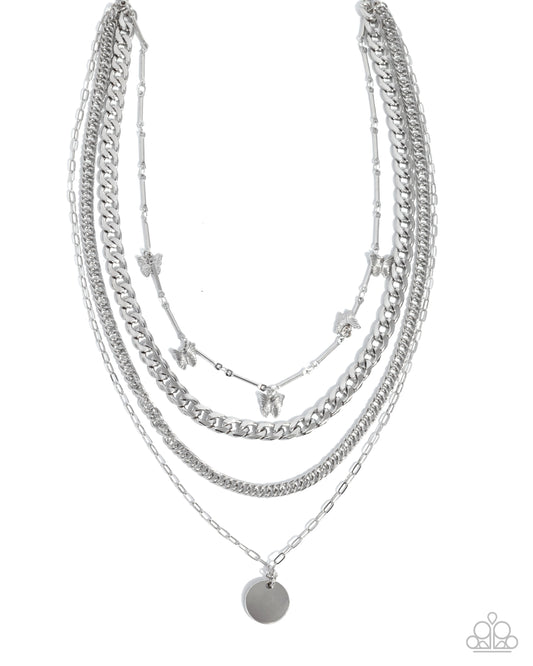 Fluttering Fringe - Silver Necklace