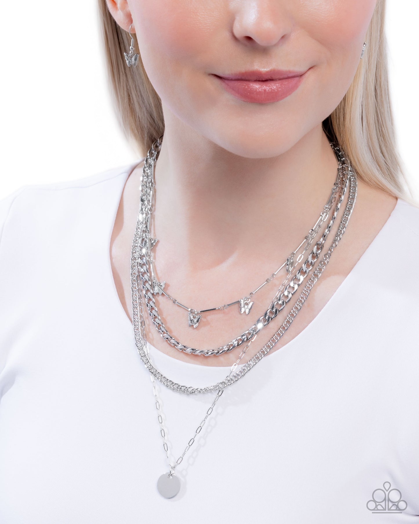 Fluttering Fringe - Silver Necklace
