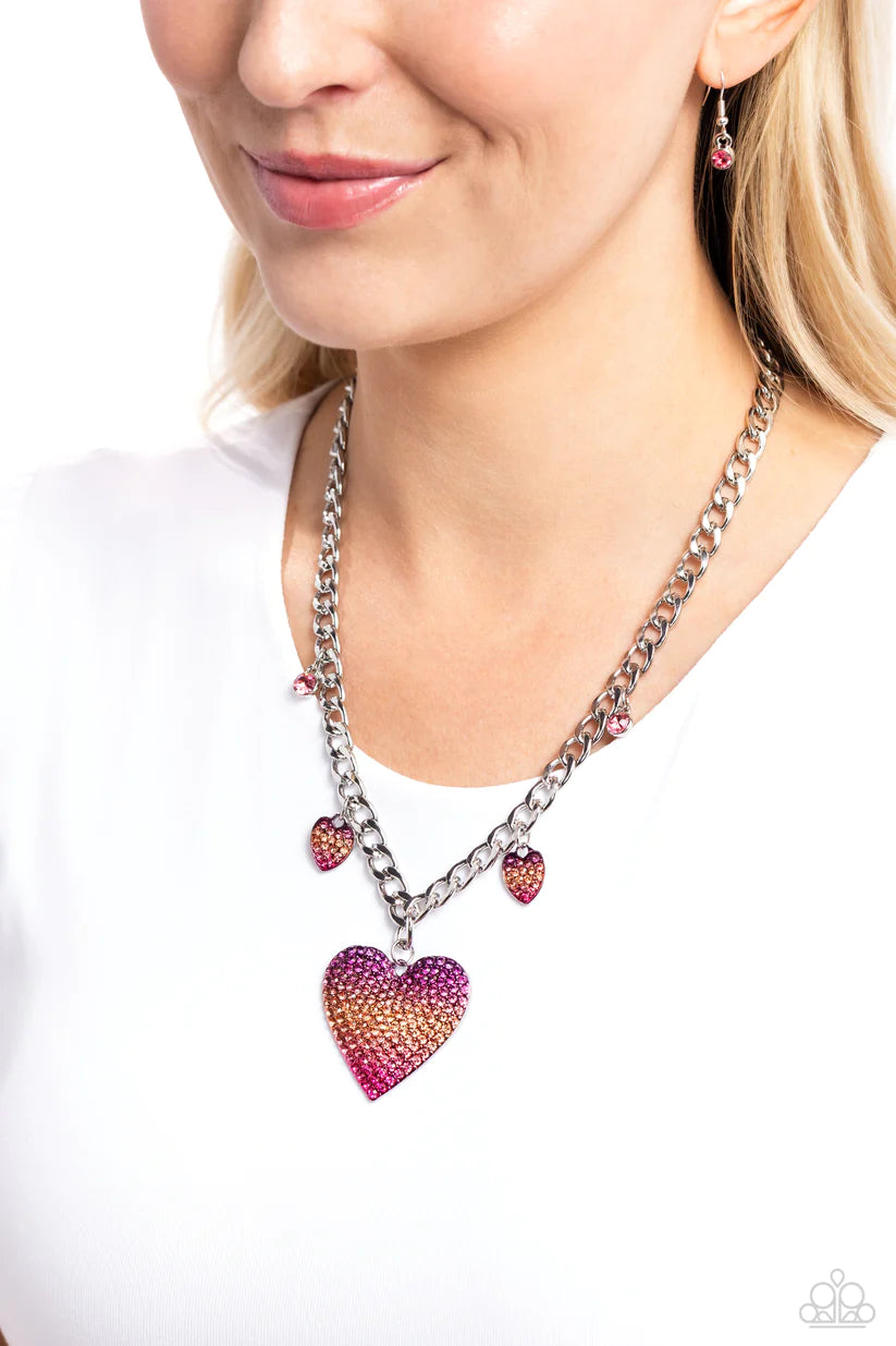 For the Most Heart - Pink Necklace