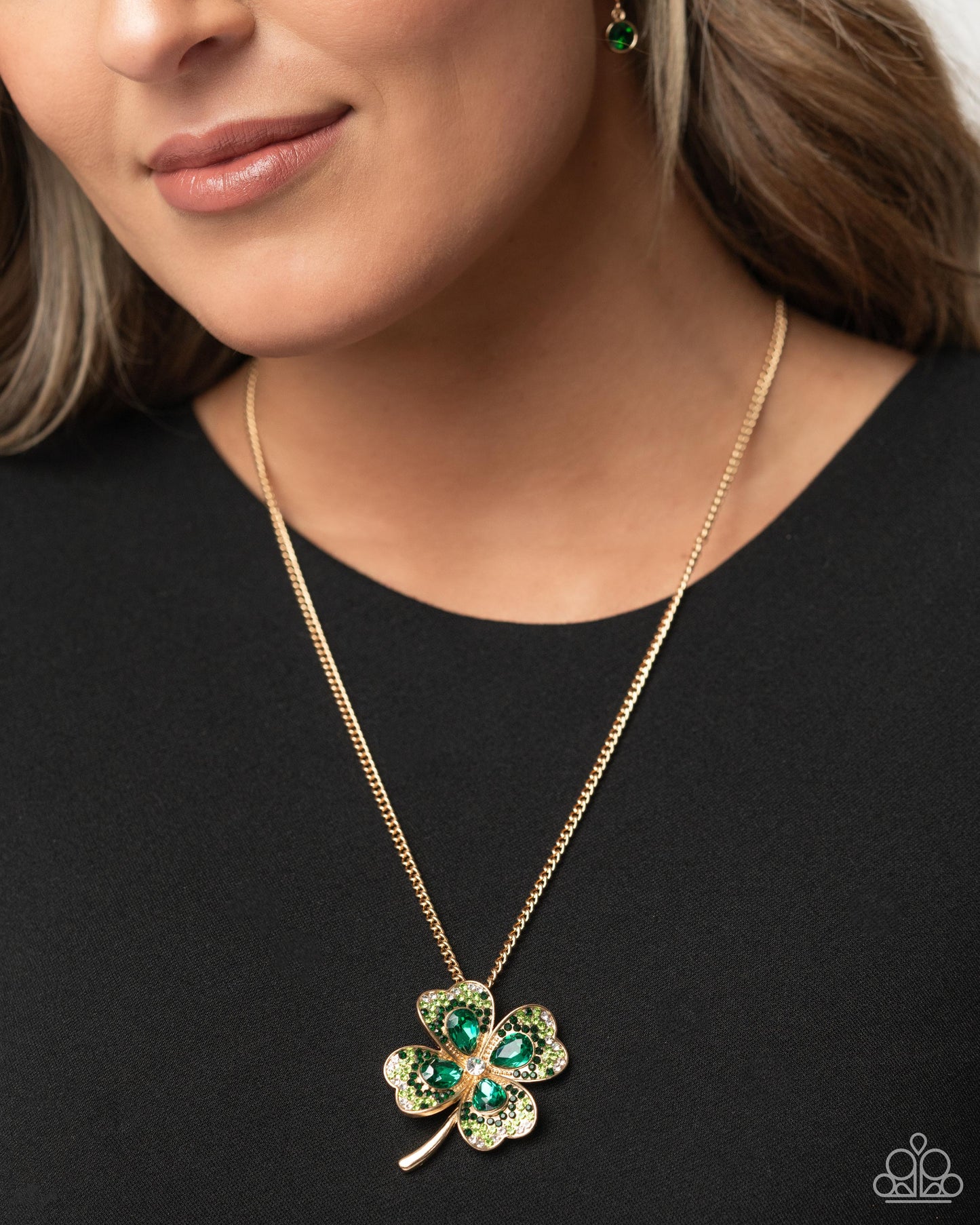 Four Leaf Fashion - Green Necklace