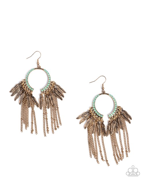 Free-Spirited Fringe - Green Earring