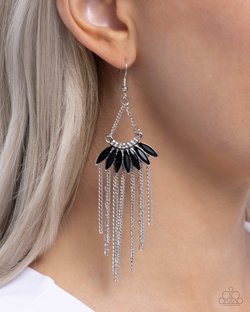 Fringe Feature - Black Earring