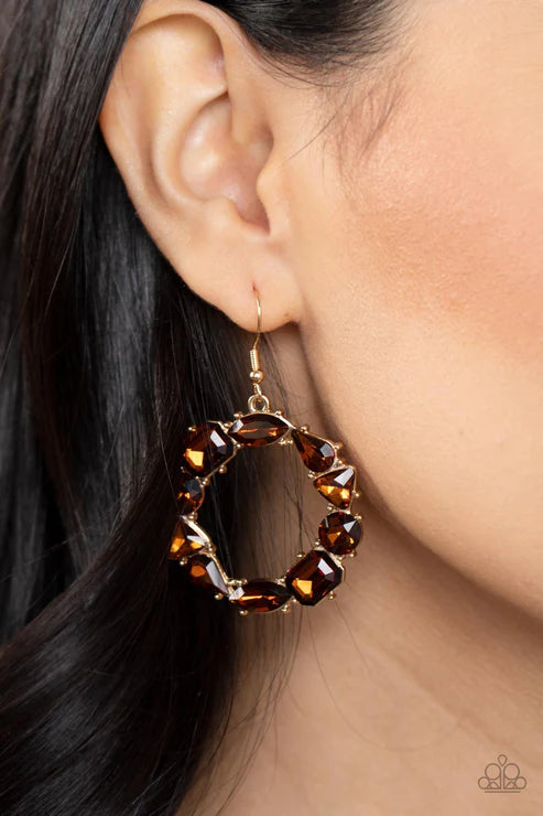 GLOWING in Circles - Brown Earring