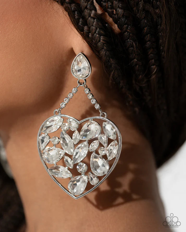 Glittery Gait - White Earring