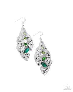 Hammered Hemisphere - Green Earring