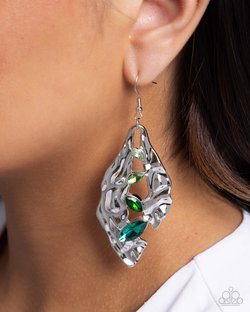 Hammered Hemisphere - Green Earring