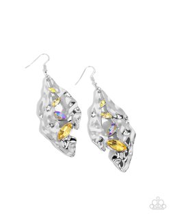 Hammered Hemisphere - Yellow Earring