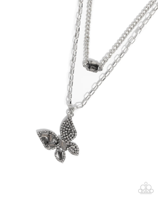 Hovering Headline - Silver Necklace