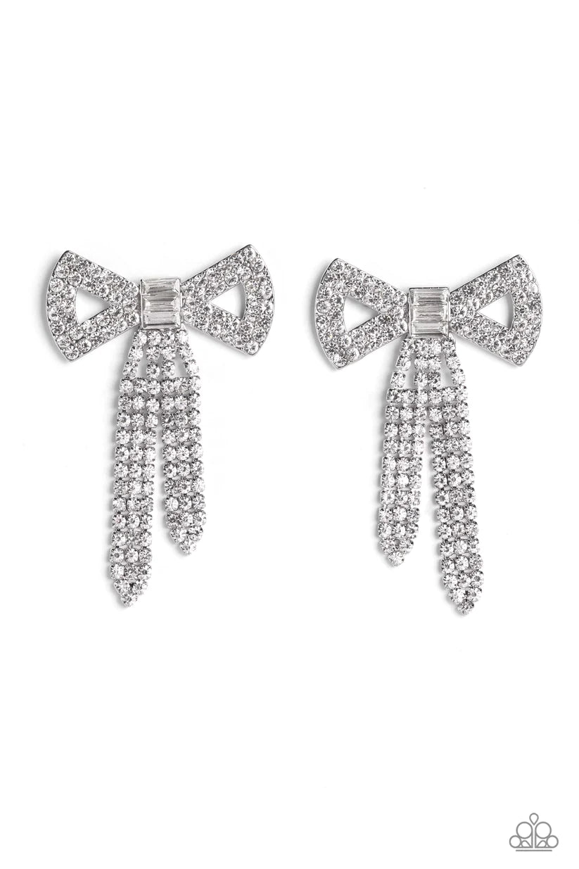 Just BOW With It - White Earring