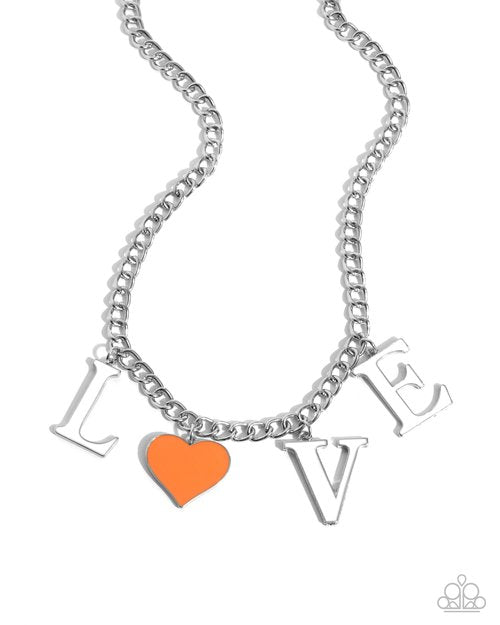 Lovely Lineup - Orange Necklace