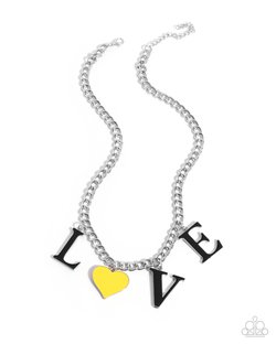 Lovely Lineup - Yellow Necklace