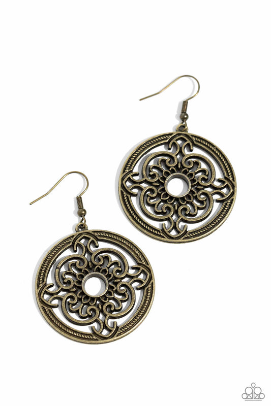 Mandala Meditation - Brass Earring