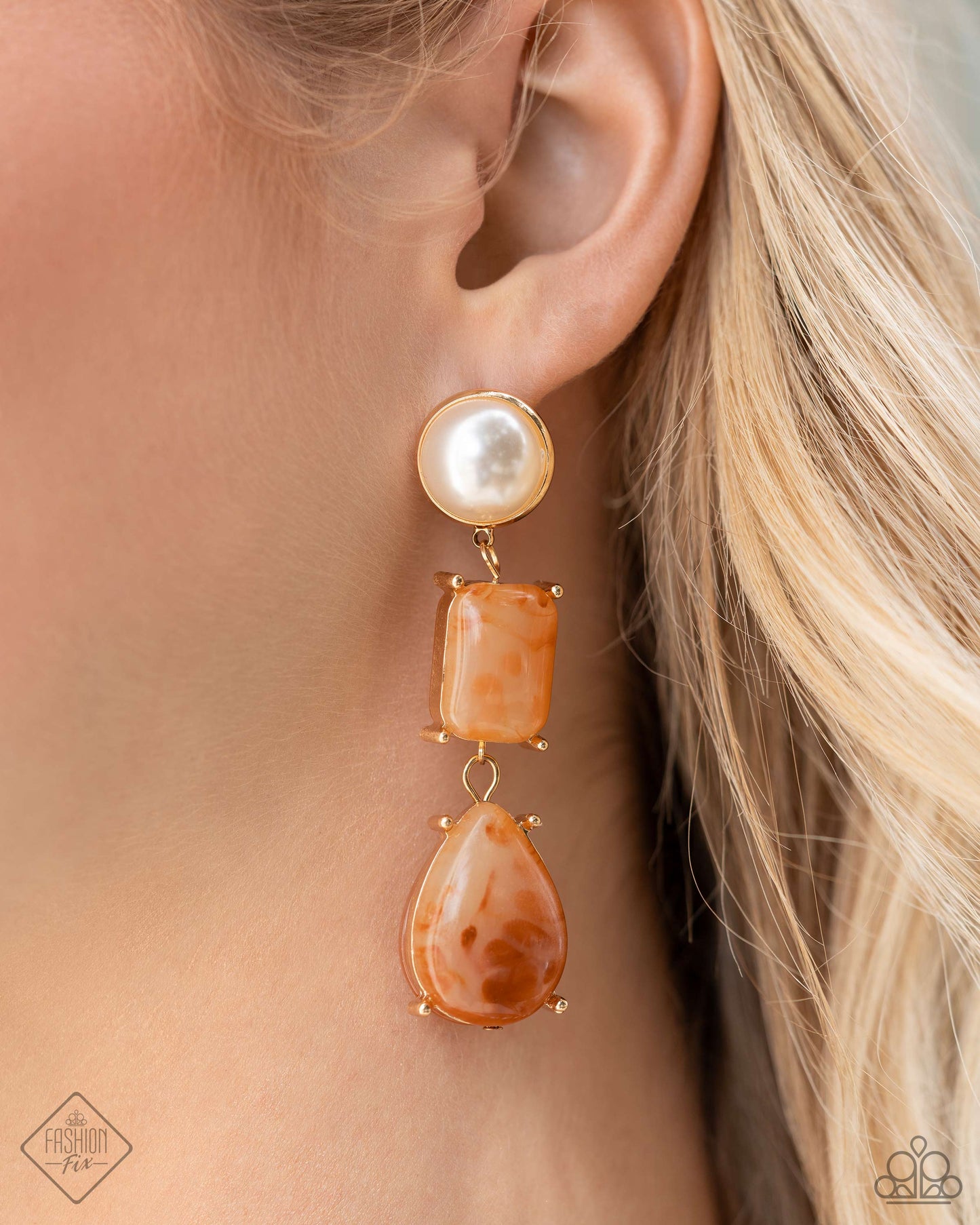 Marbled Masterpiece - Orange Earring