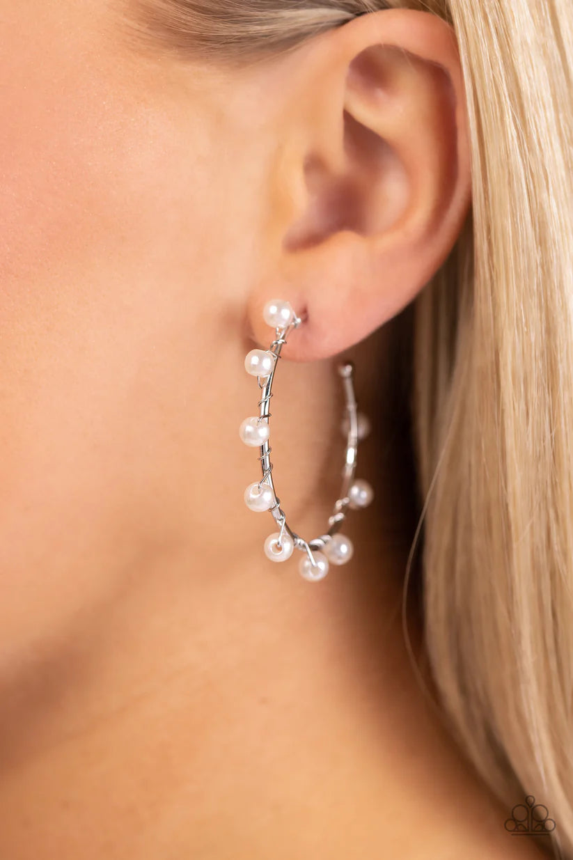 Night at the Gala - White Earring