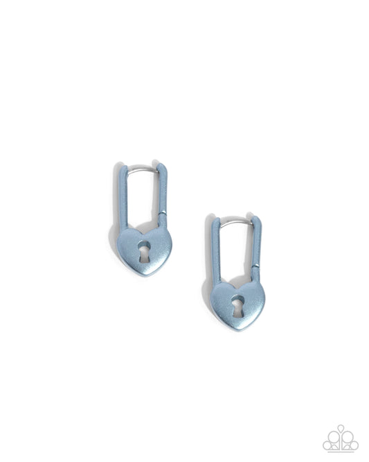 Pampered Padlock - Blue Earring