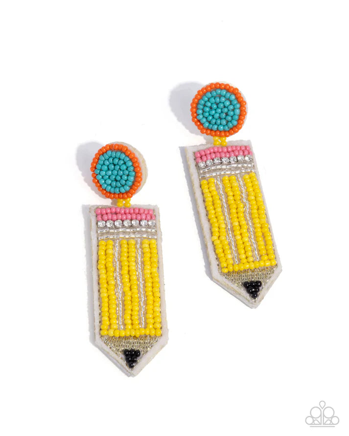 Phenomenal Pencil - Yellow Earring