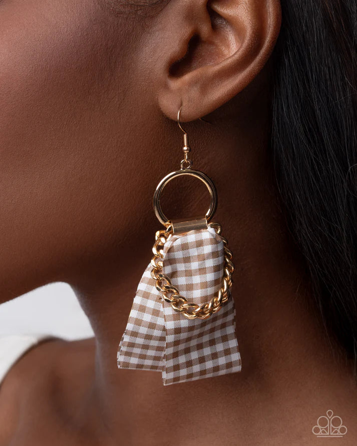 Picnic Pizzazz - Brown Earring