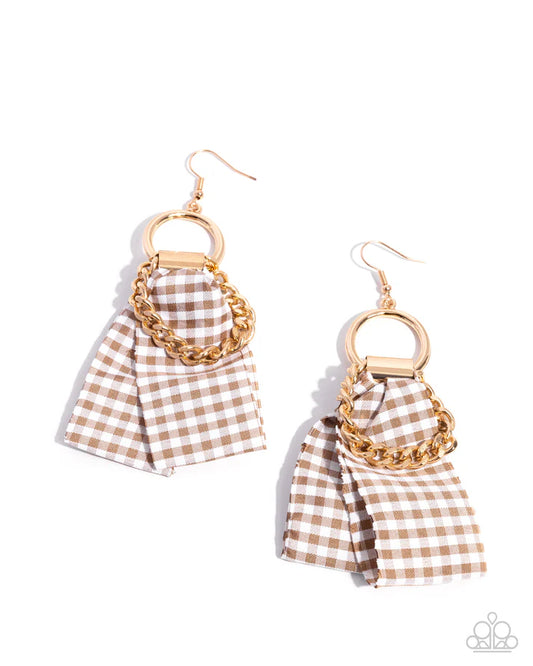 Picnic Pizzazz - Brown Earring