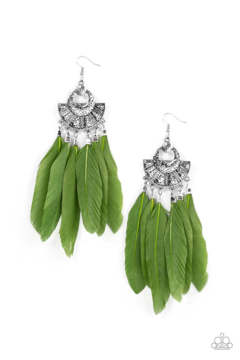 Plume Paradise - Green Earring