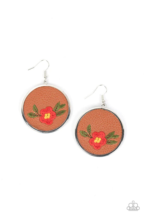 Prairie Patchwork - Red Earring