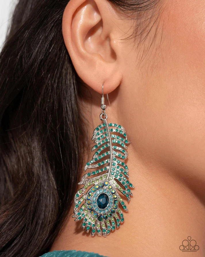 Prized Peacock - Green Earring