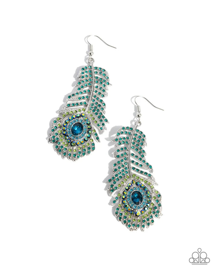 Prized Peacock - Green Earring
