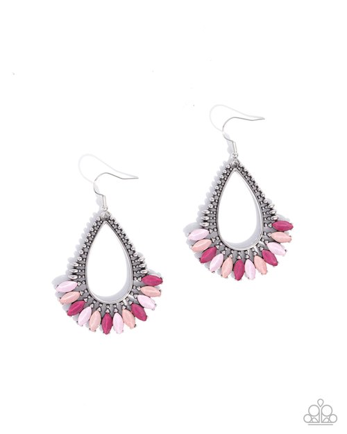 Pronged Pattern - Pink Earring