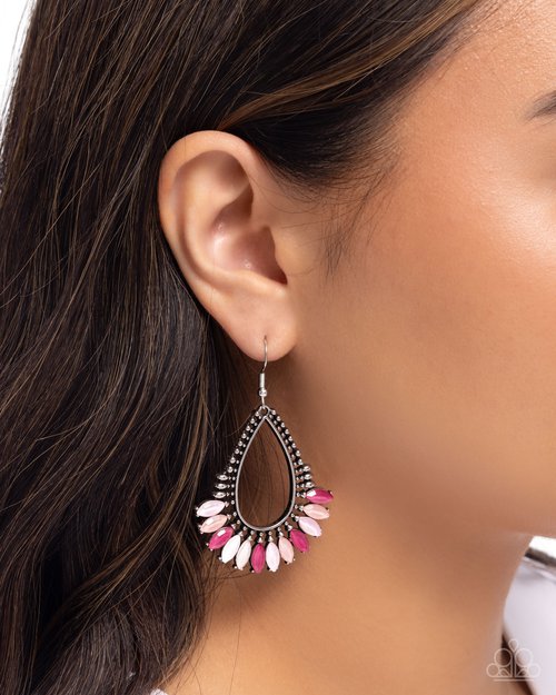 Pronged Pattern - Pink Earring