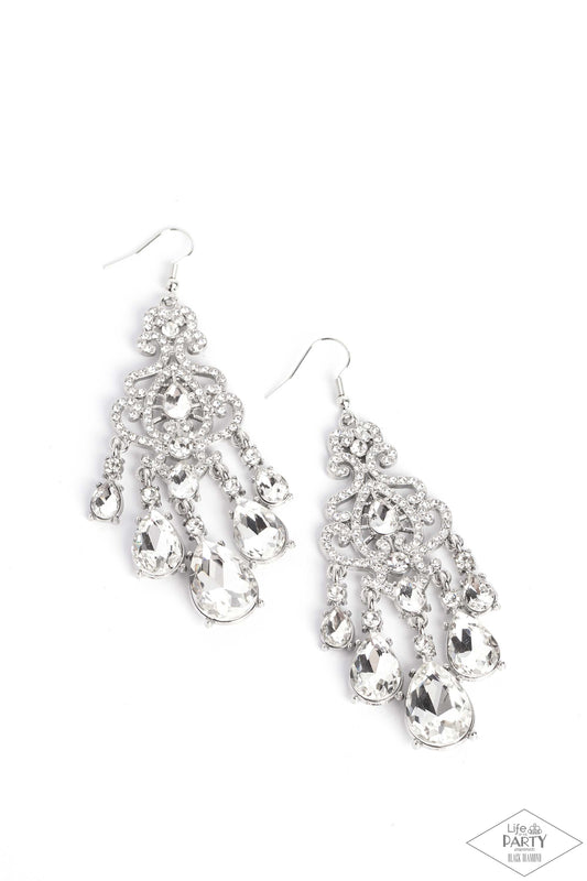 Queen Of All Things Sparkly - White Earring