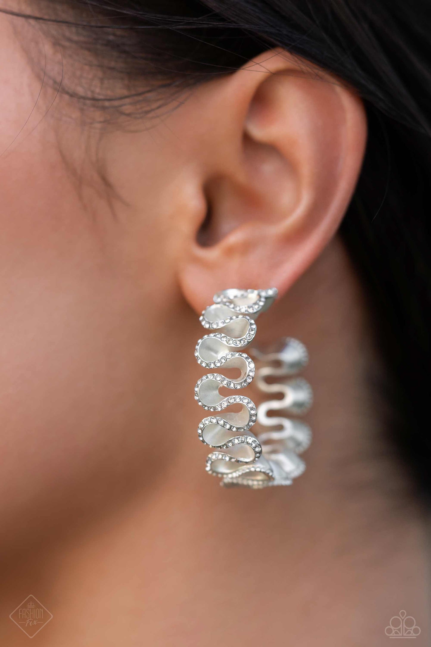 Resolutely Ruffled - White Earring