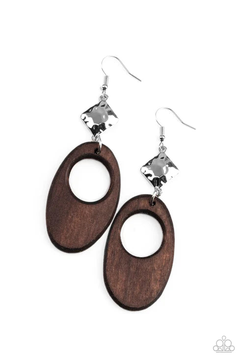 Retro Reveal - Brown Earring