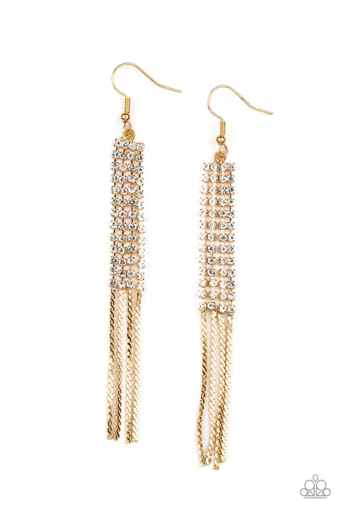 Rhinestone Romance - Gold Earring