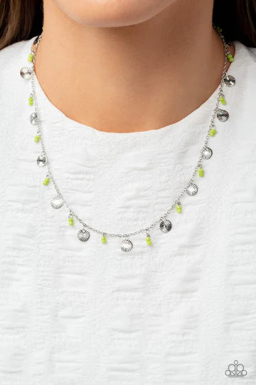 Sand Dollar Sass - Green Necklace