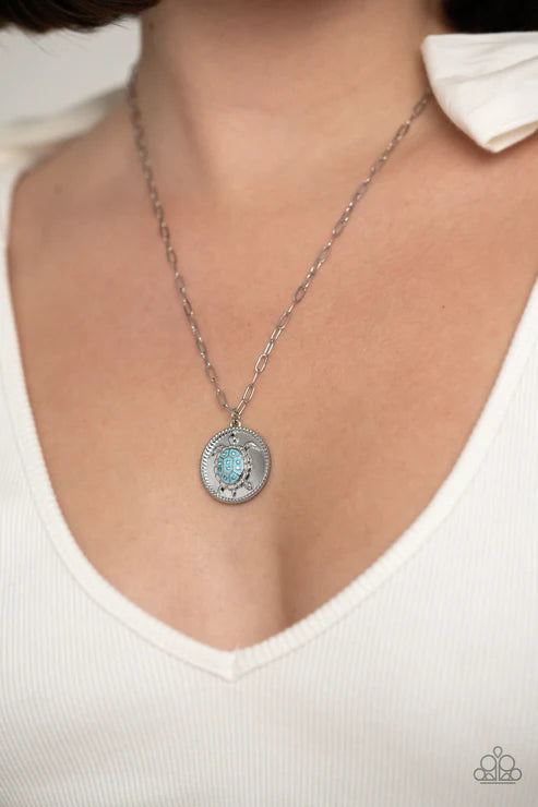 Sea Turtle Shimmer - Blue Necklace