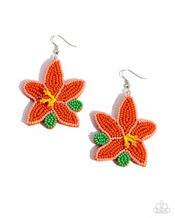 Seed Bead Symmetry - Orange Earring