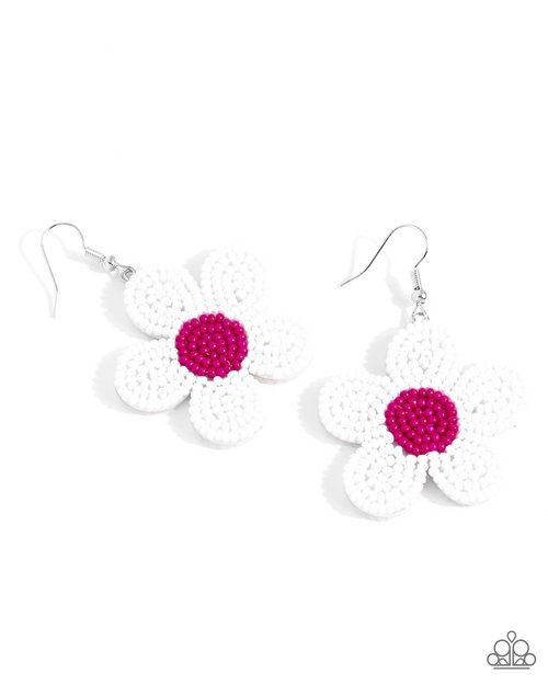 Seed Bead Vibrancy - White Earring