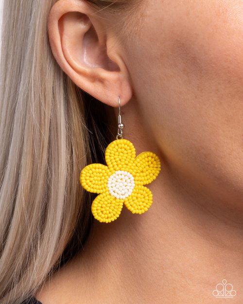 Seed Bead Vibrancy - Yellow Earring