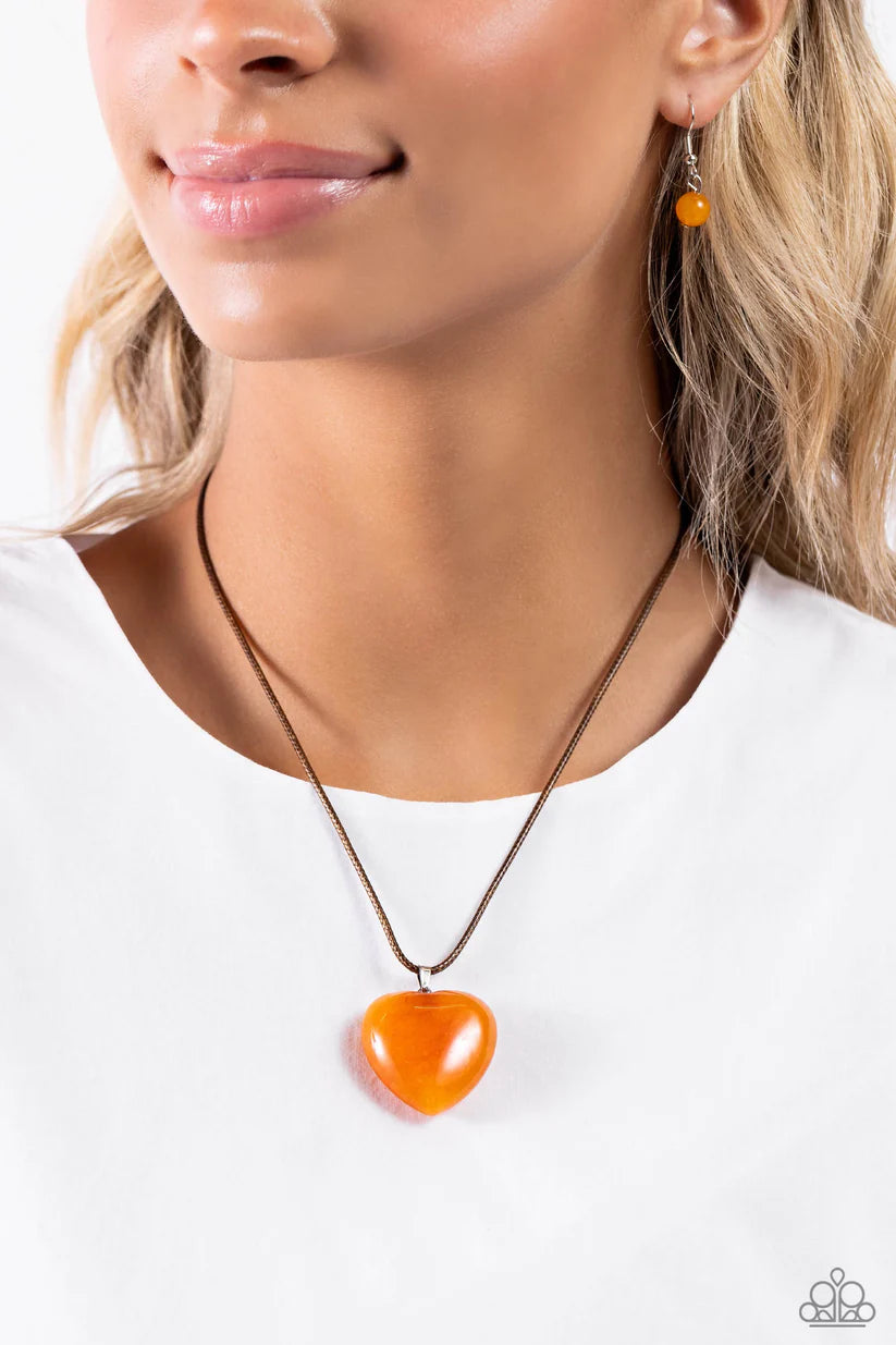 Serene Sweetheart - Orange Necklace